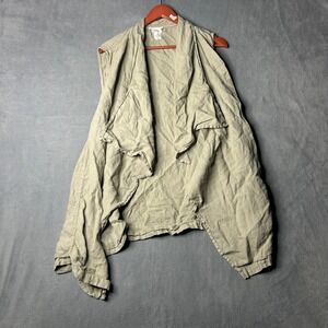 Nicole Miller New York Linen Vest Sleeveless Draped Open Front Plus Size 3X